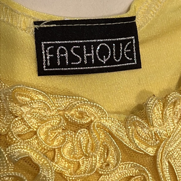 FashQue Stretch Camisole Women's S Bright Yellow w/Lace Tank Top EUC - Picture 6 of 6